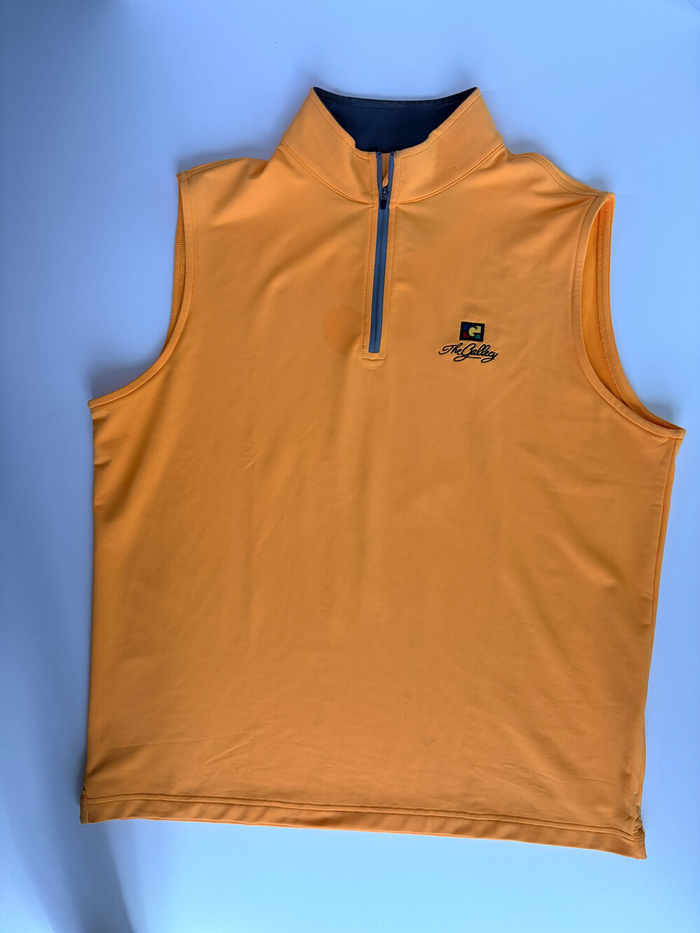Peter Millar The Gallery Quarter Zip Vest Orange Blue Size L